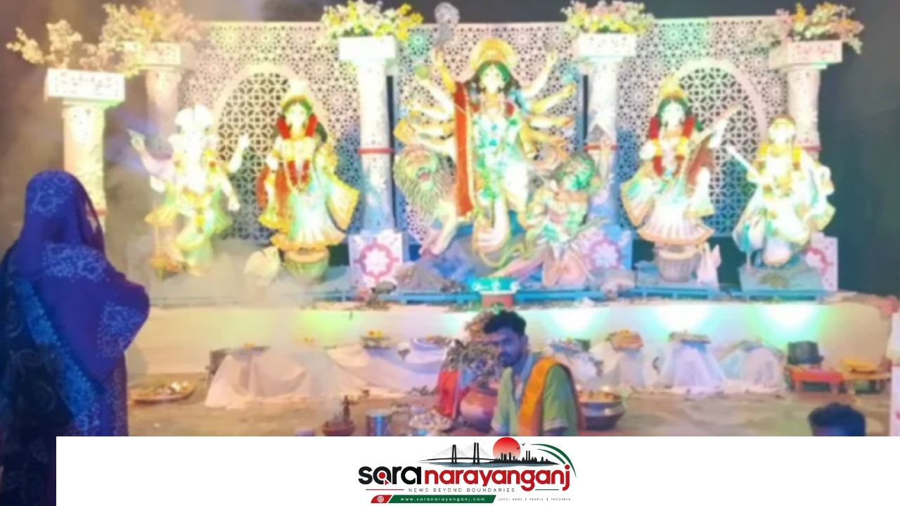 দূর্গা মন্দিরের জমি দখল করে রেখেছে নীট কনসার্ন গ্রুপ;প্রতিমা বিসর্জন না দেওয়ার সিদ্ধান্ত 